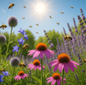 Sedummatten met zomerbloemen